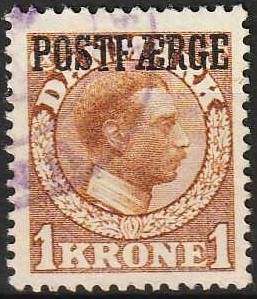 FRIMÆRKER DANMARK | 1919-20 - AFA 4 - 1 Kr. gulbrun Postfærge - Stemplet